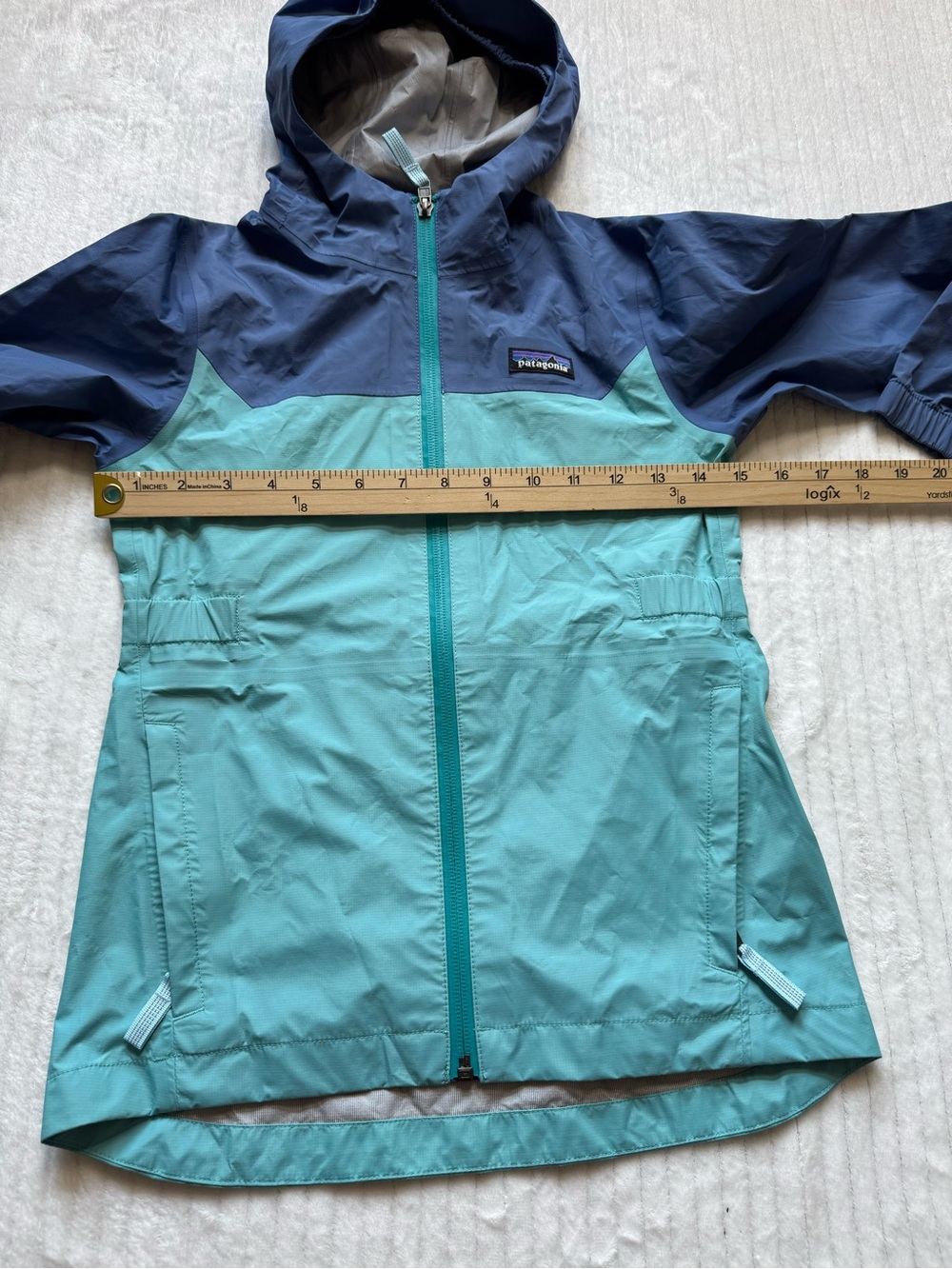 Patagonia Boys' Two-Tone Blue & Teal Raincoat - Picture 10 of 15